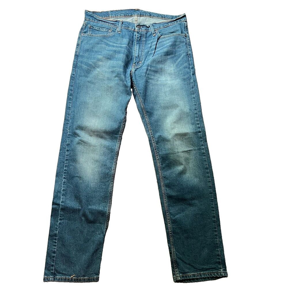 Levi's 505 Medium Wash Regular Fit Straight Leg Denim Blue Jeans Men's 36x34